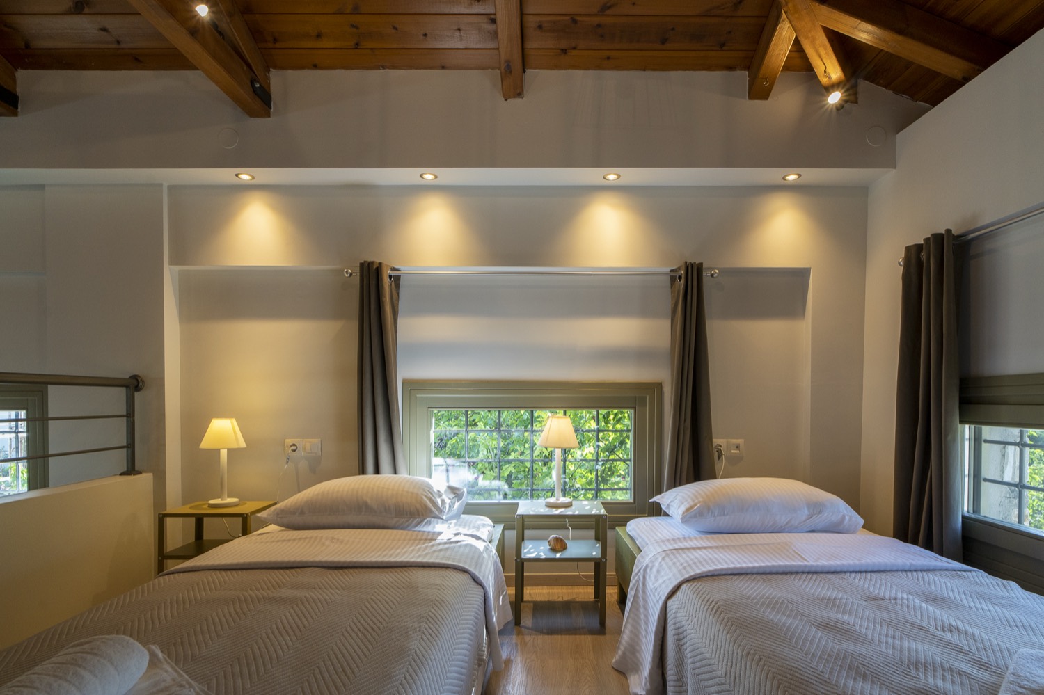 The loft bedroom, with two single beds